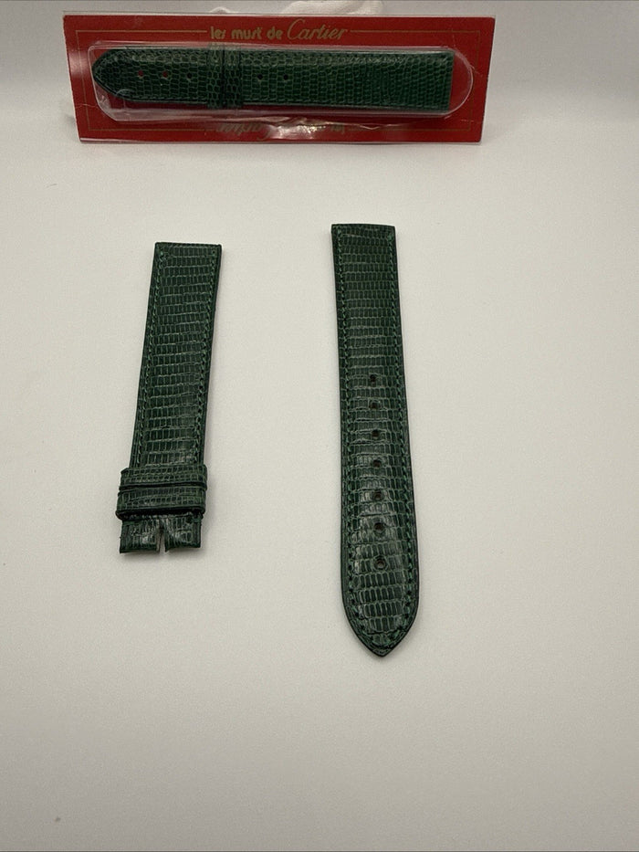 Cartier 18x16mm Genuine Leather Green Lizard Strap Authentic
